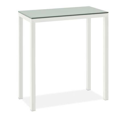 Satin Etched Tempered Glass Bar Table with White Base G72786