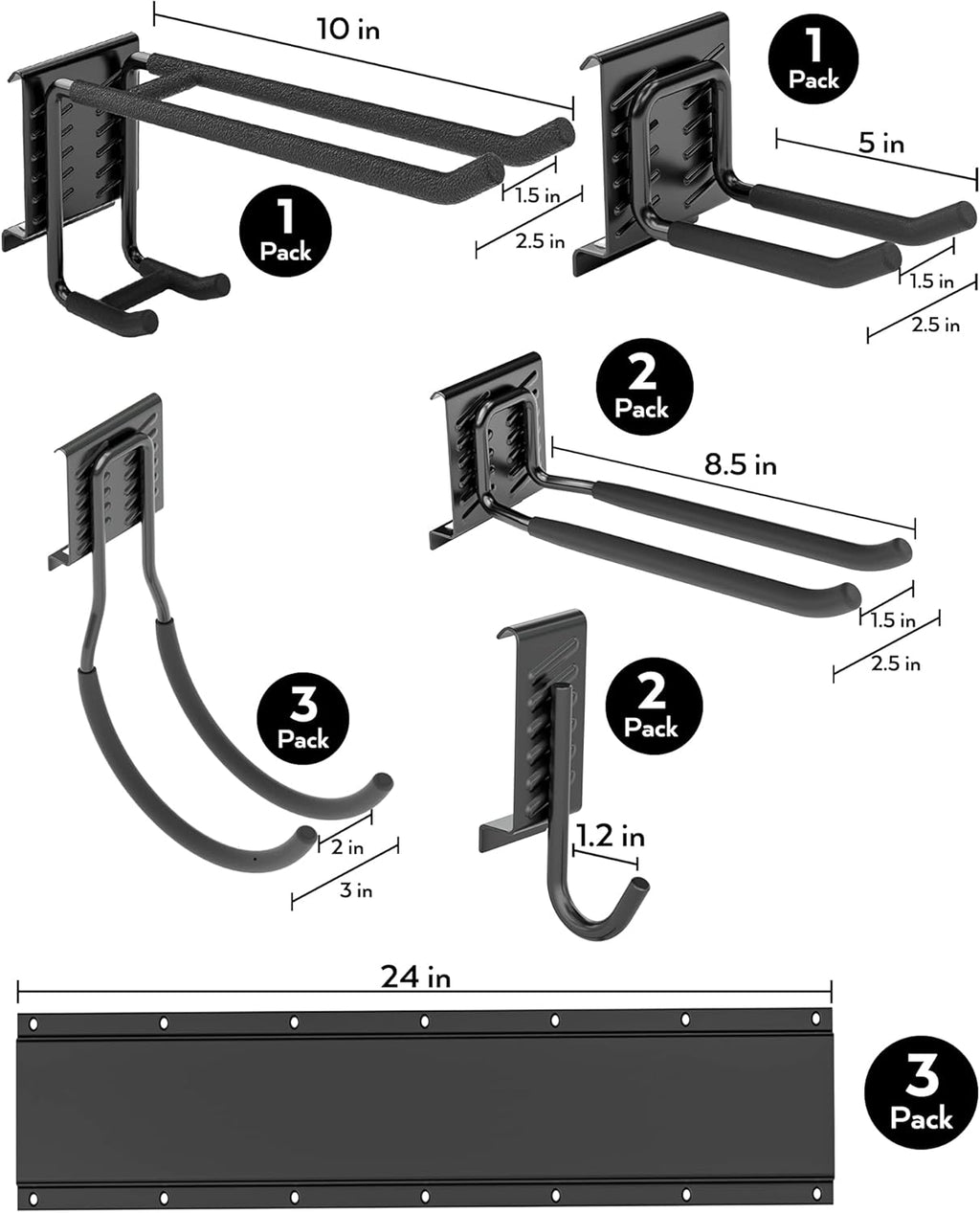 12 PCS Adjustable Steel Garage Storage Rack with 9 Wall Hooks and Hanger H648384