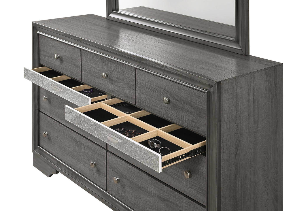 Gray 9 Drawer Wood Dresser V3587