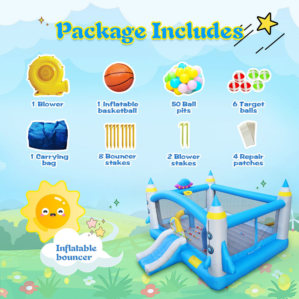 Inflatable Bouncer with Blower, 198" x 180" Play Area, 96" Tall L5168