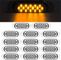 14Pcs 6-1/2 Clear/Amber 16-LED Trailer Side Marker and Turn Signal Lights Chrome Flush Mount Sealed Replacement Pack of 2 T264836