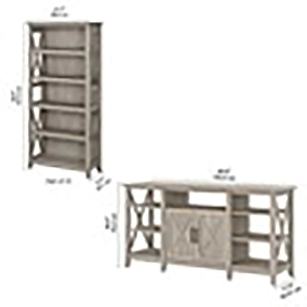 Tall Wood TV Stand with 2 Bookcases C6896