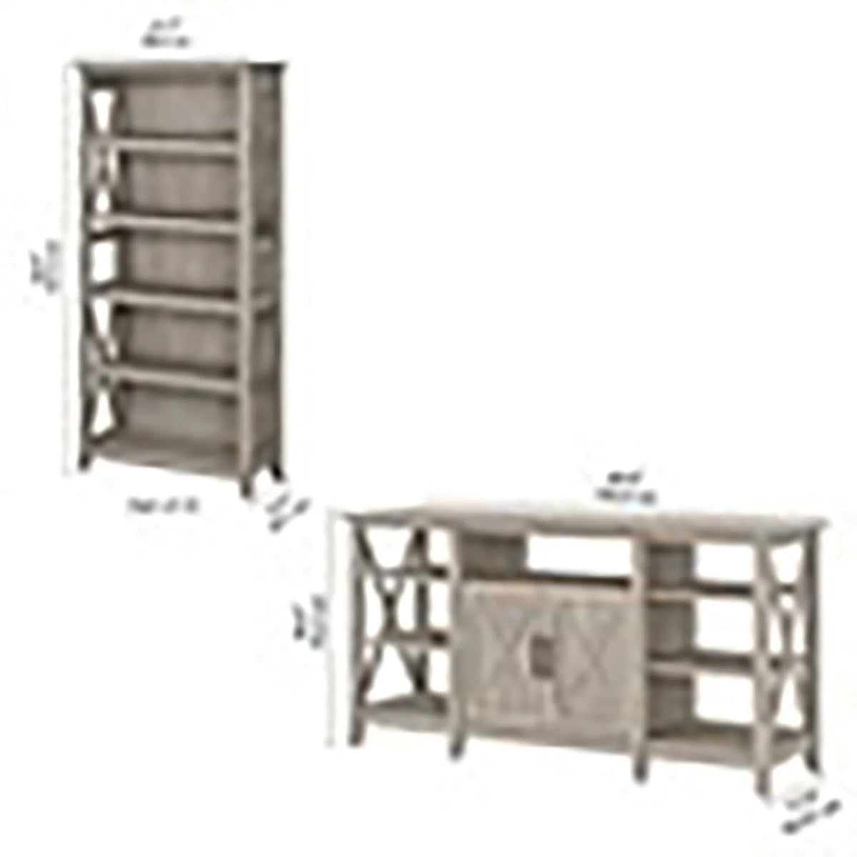 Tall Wood TV Stand with 2 Bookcases C6896
