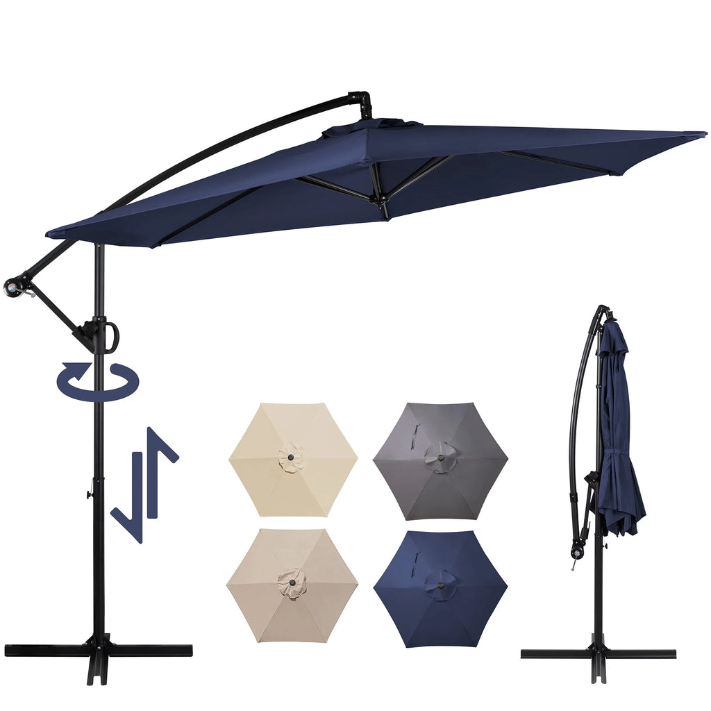 Dark Gray Offset Cantilever Umbrella with Cross Base J328086