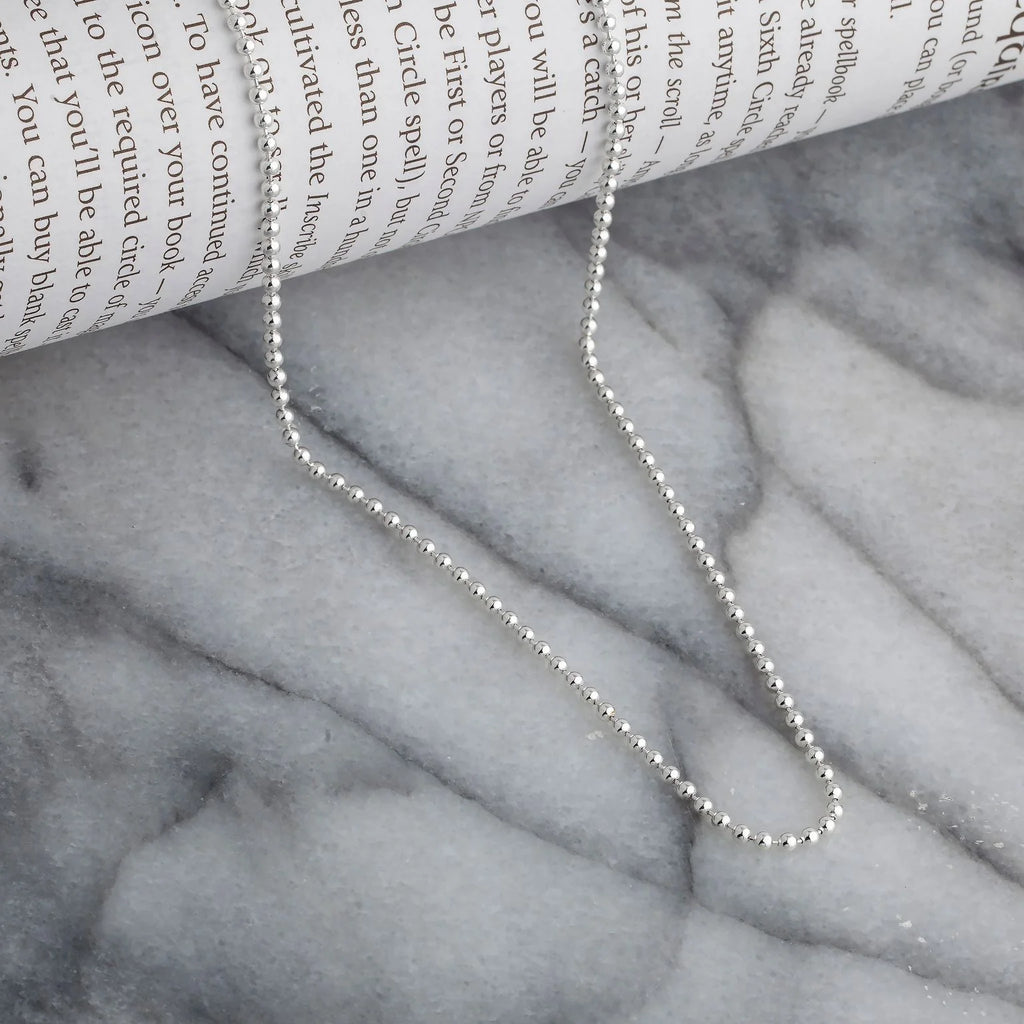 925 Sterling Silver Ball Bead Chain Necklace 1.5mm F465416