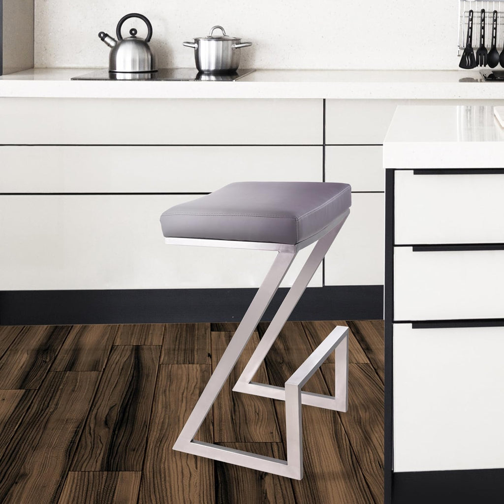 White Faux Leather Counter Height Barstool A578572