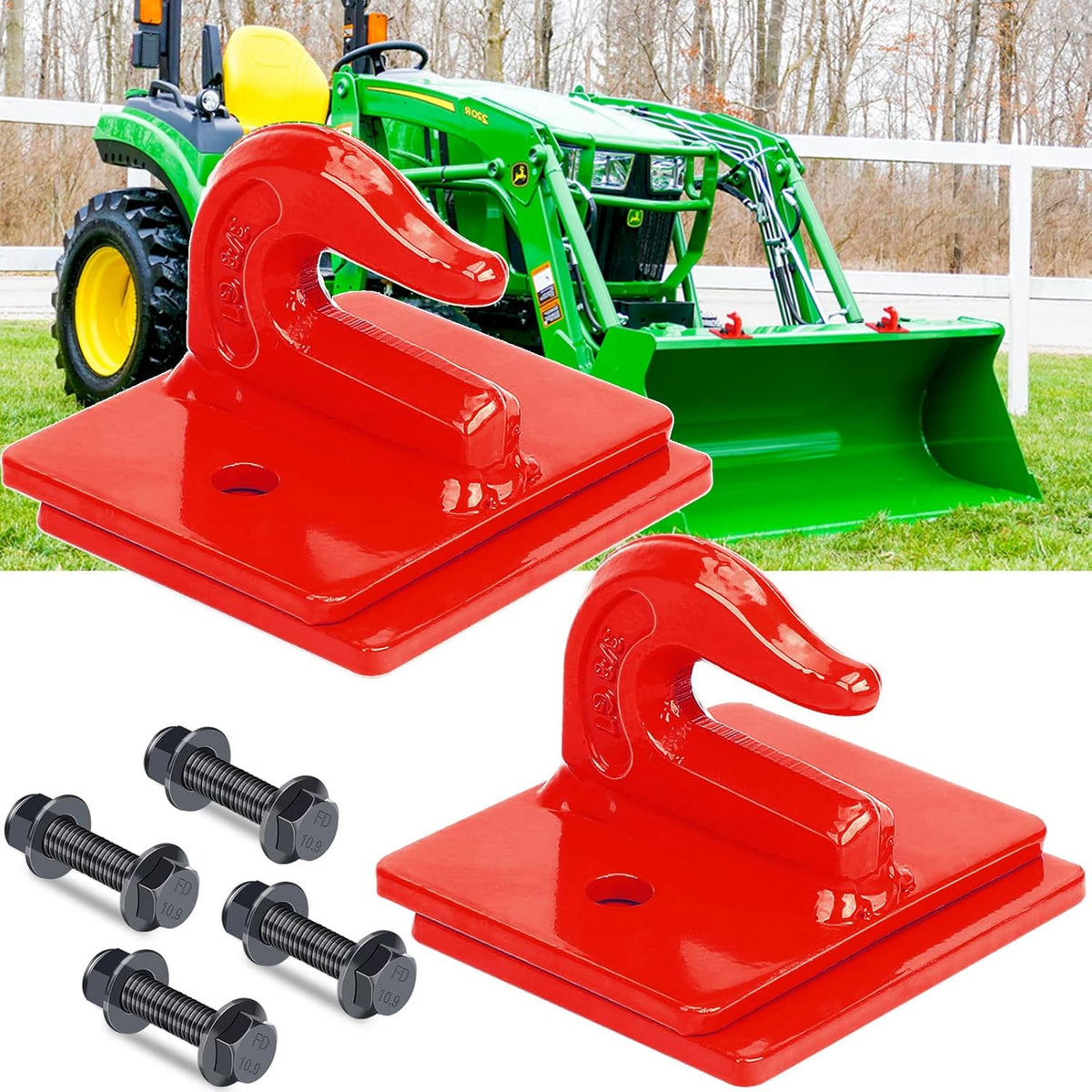 3/8" Bolt On Tractor Bucket Hooks, 2 Pack, Red G6435