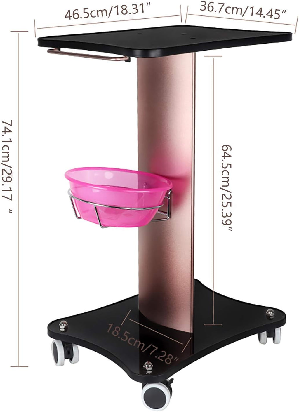 Black Aluminum Alloy Rolling Salon Cart with Stainless Steel Mesh Disk N8718