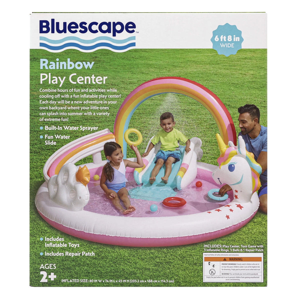 Rainbow Unicorn Kids Splash Pool with Sprinkler P1875