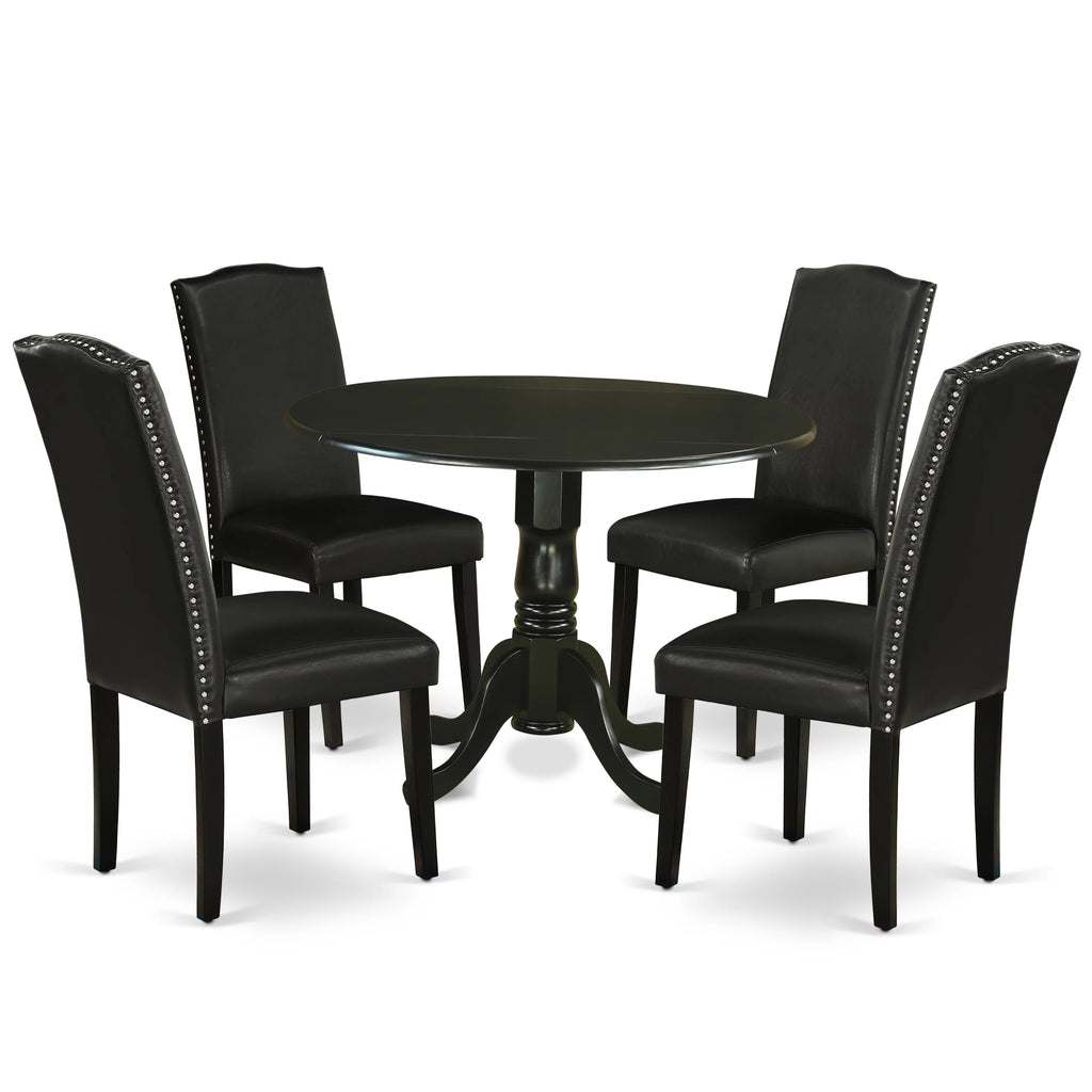 5 Piece Wood Dining Set with Leather Seat G457707