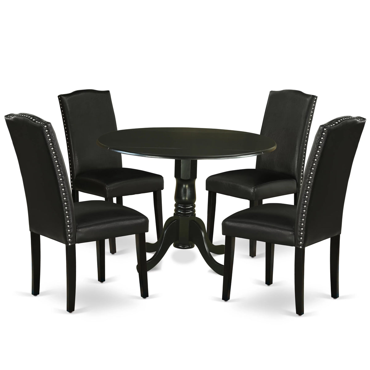 5 Piece Wood Dining Set with Leather Seat G457707
