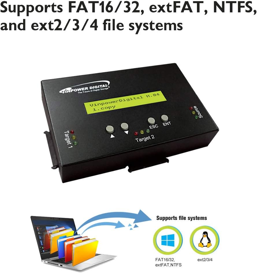 1:2 SATA HDD SSD Clone Duplicator Sanitizer W865