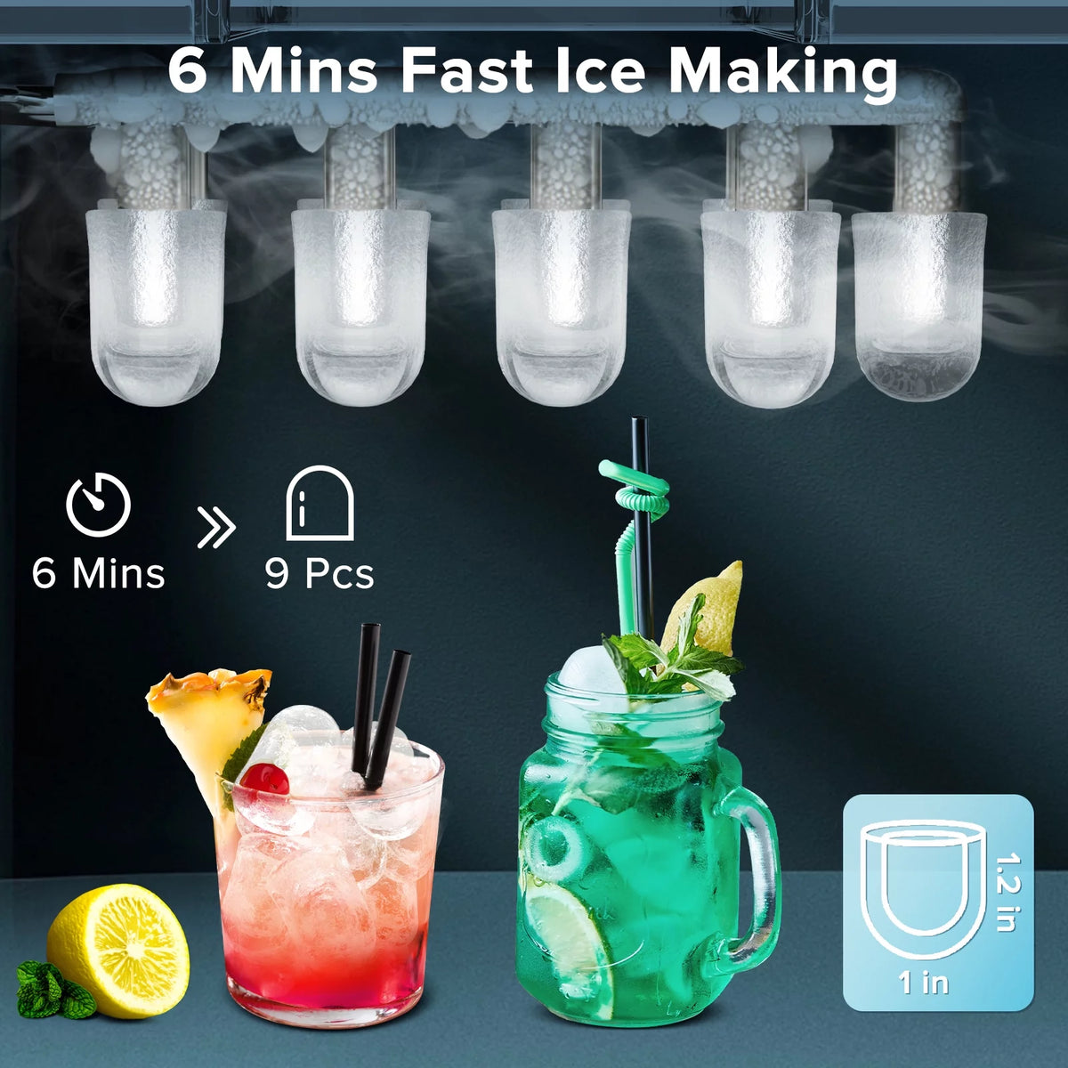 Portable Countertop Ice Maker with Handle, 26lbs/24H, Black Y434871