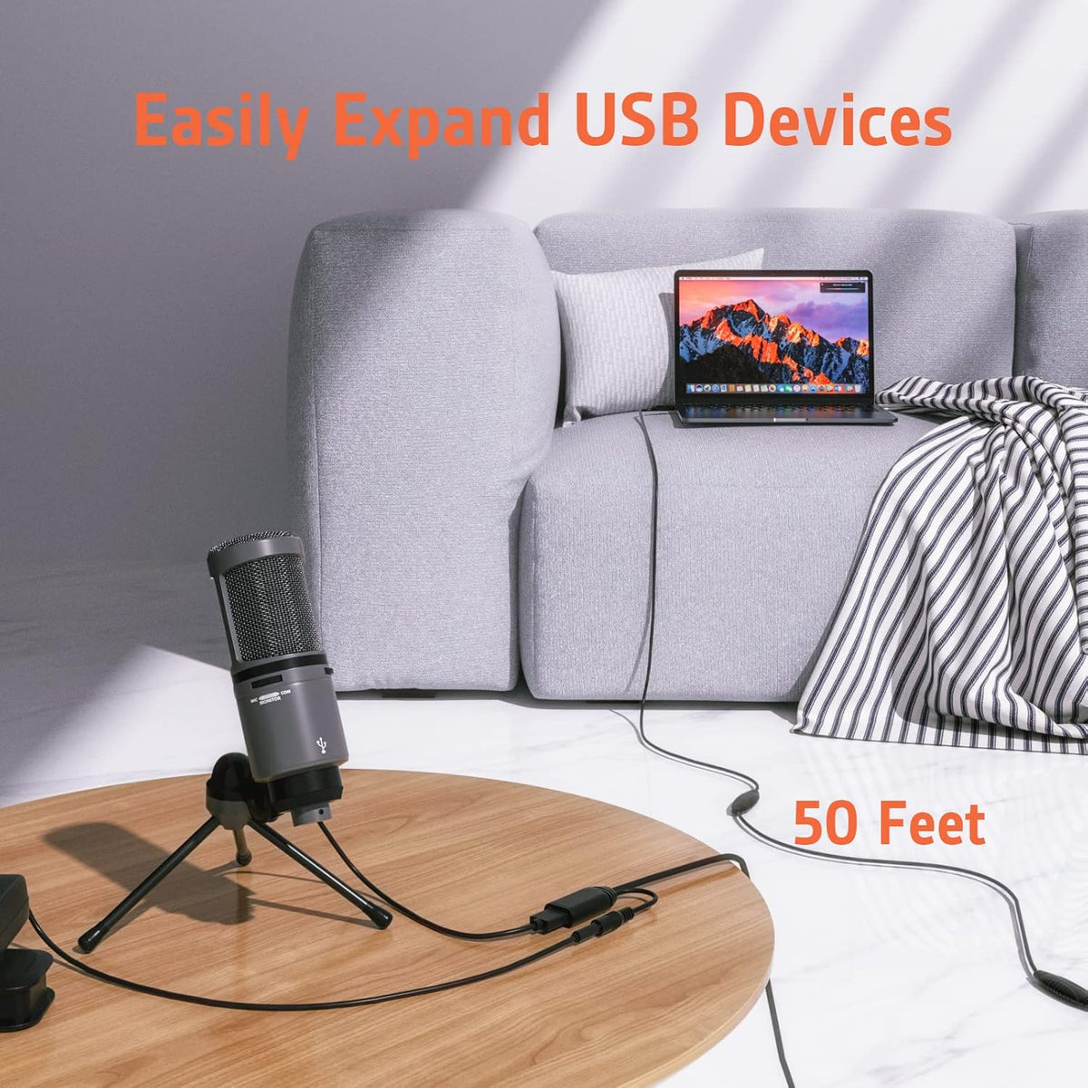 50 Feet Active USB 3.0 Male to Female Extension Cable with Power Adapter R1928