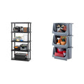 4-Shelf Heavy Duty Plastic Storage Shelves Black V69471