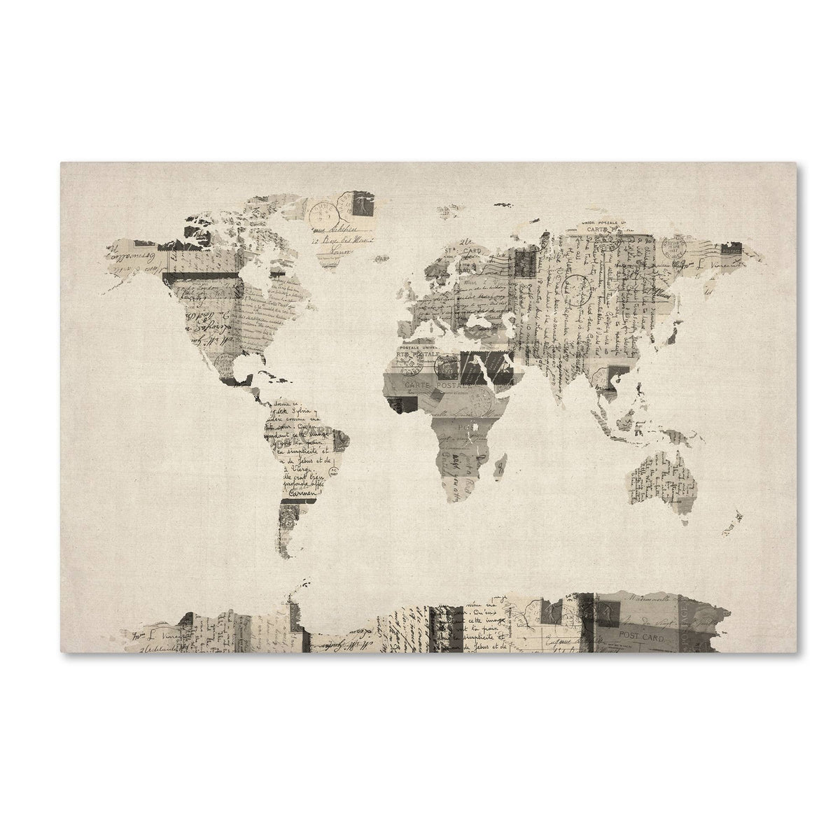 Vintage Postcard World Map Canvas Art W19935