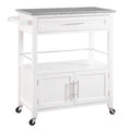 White Wooden Kitchen Cart with Granite Inlaid Top D568313