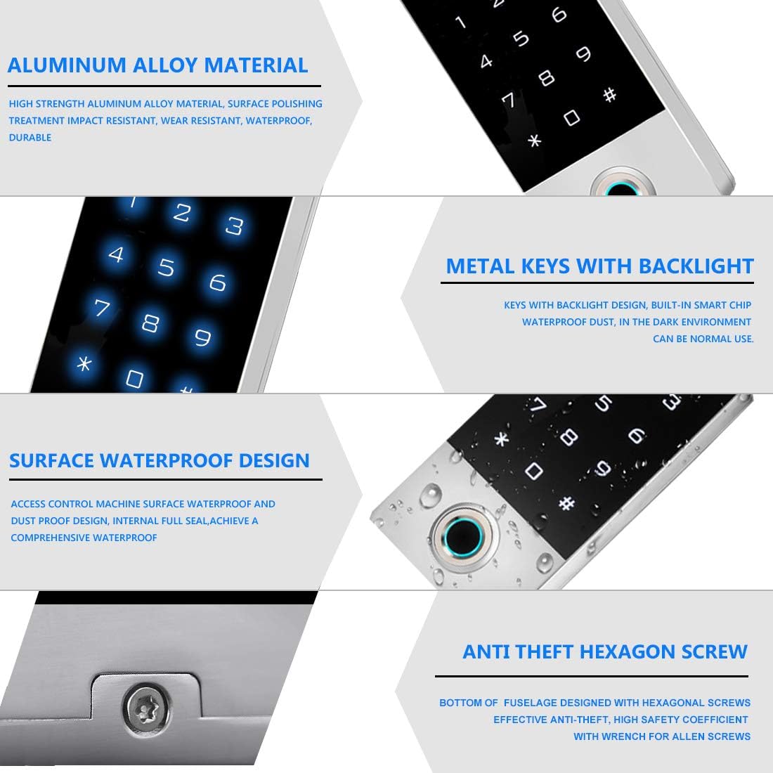 Zinc Alloy Metal Fingerprint Keypad Gate Opener Controller W6213