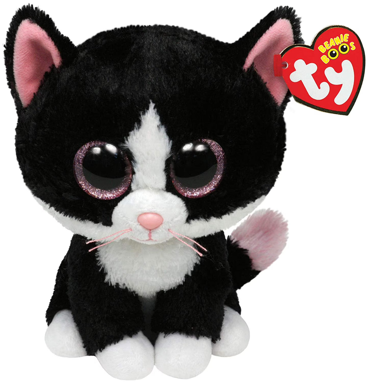 Black & White Cat Plush with Glitter Eyes N222564