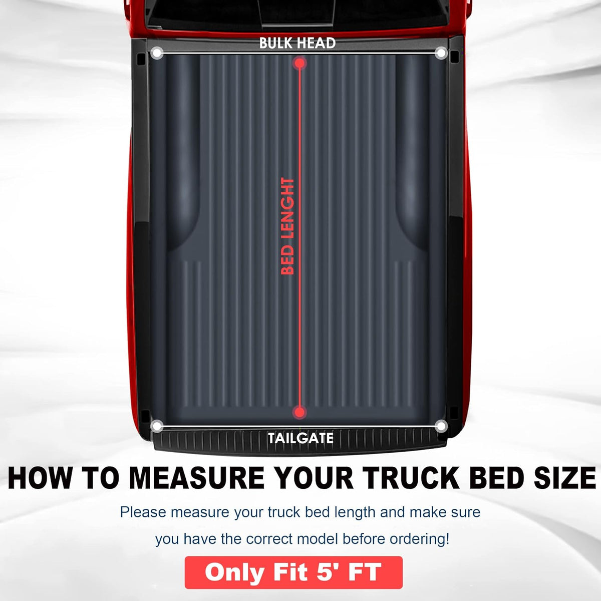 5 FT Tri Fold Soft Truck Bed Tonneau Cover H70714