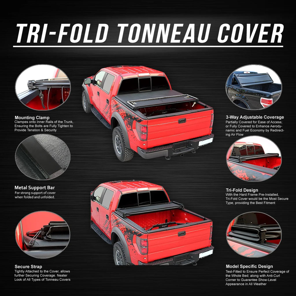 Tri-Fold Adjustable Soft Tonneau Cover D120