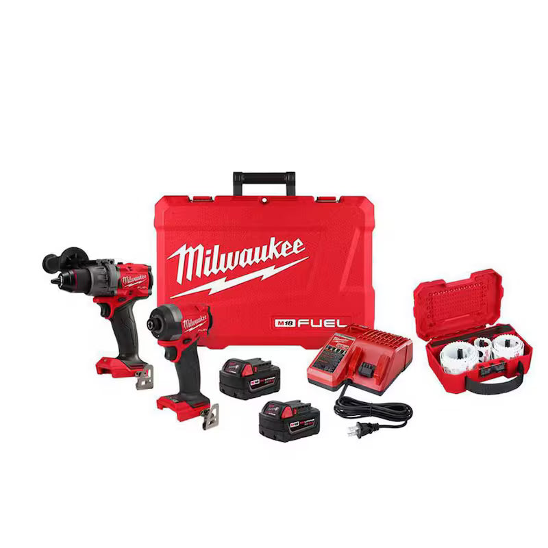 18-V Li-Ion Brushless Cordless Hammer Drill/Impact Driver Combo Kit (2-Tool) with Bi-Metal Hole Saw Set (11-Piece) I644420