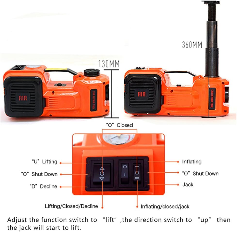 12V DC Electric Hydraulic Floor Jack 3 in 1 Set with Safe Hammer Car Repair Tool Kit R738823