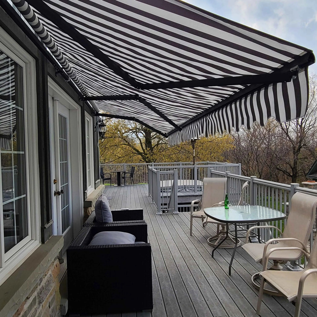 20' x 10' Retractable Motorized Black Frame Patio Awning S2537