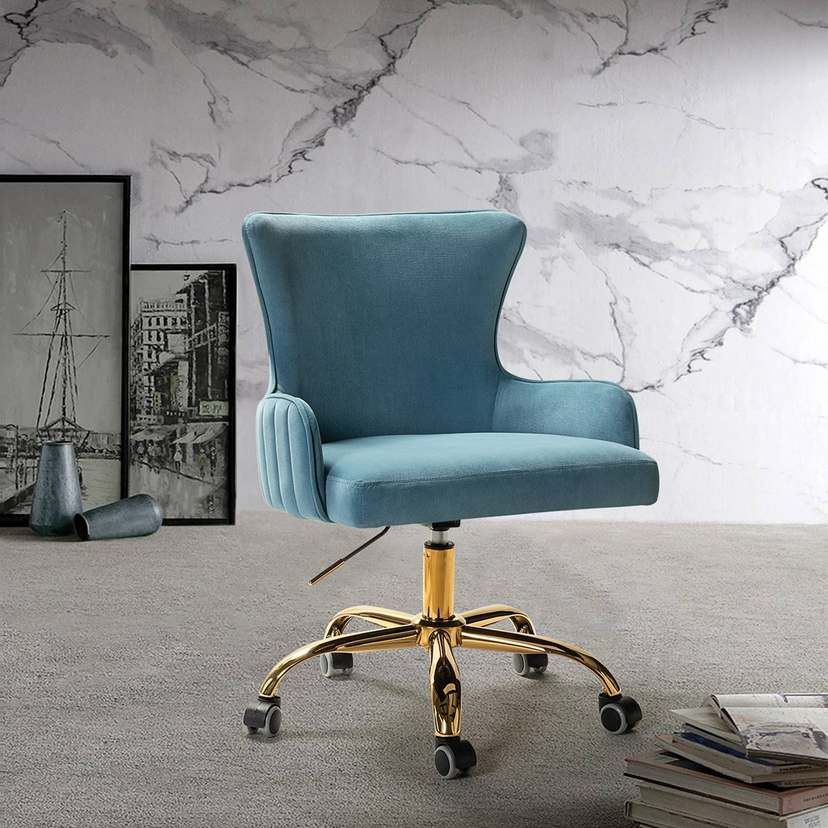 Blue Task Chair with Golden Base R5486