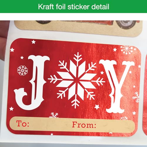 80 Count Large Foil Christmas Gift Tag Stickers K4353