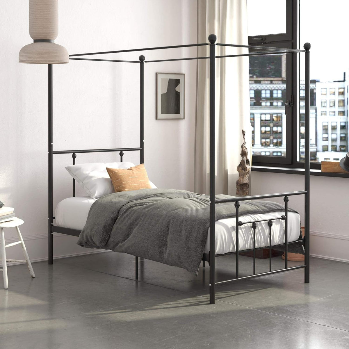 Twin Size Metal Canopy Bed Frame R409