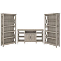 Tall Wood TV Stand with 2 Bookcases C6896