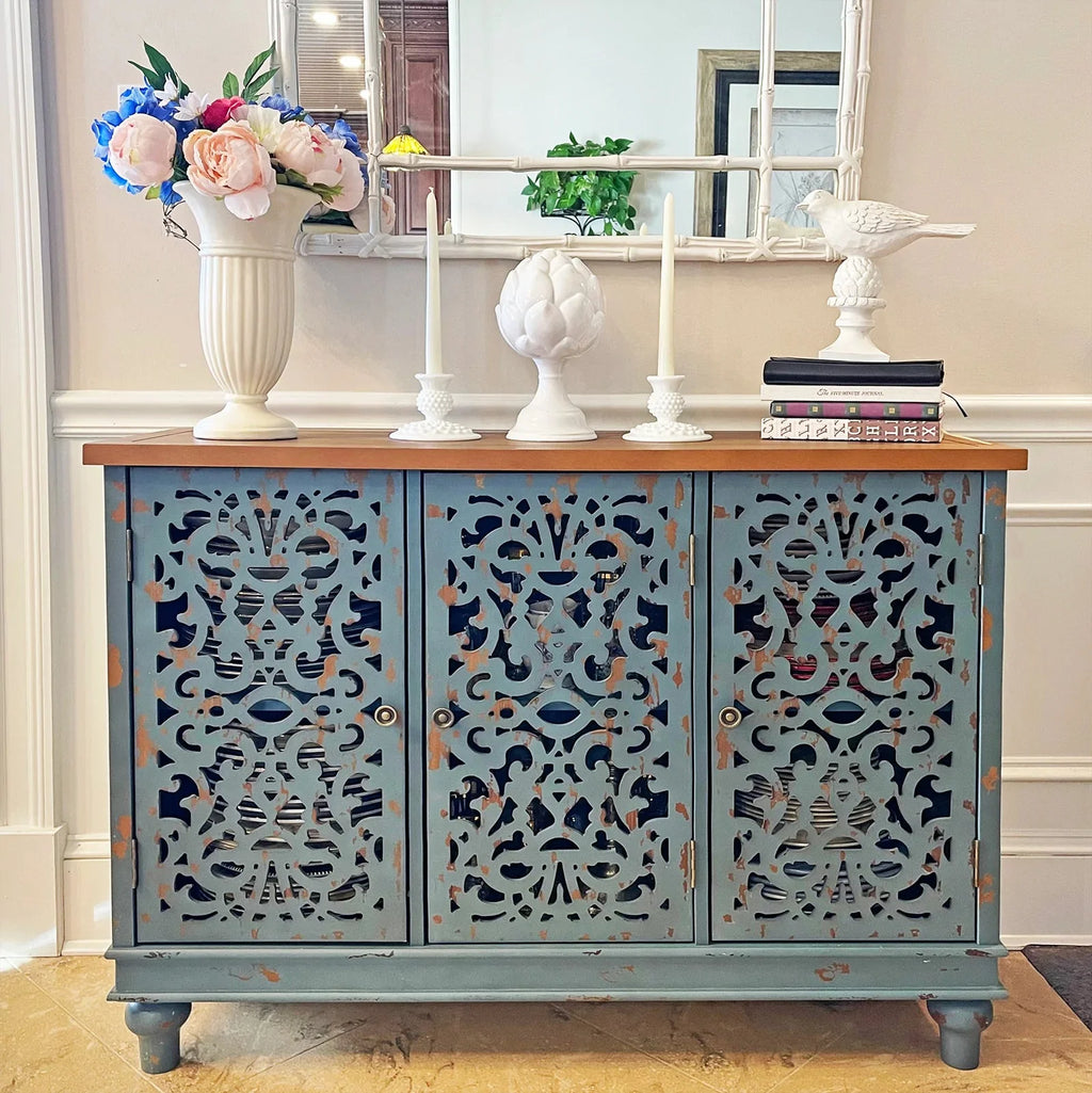 3-Door Hollow Carving Accent Cabinet R9606