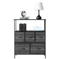 Dark Grey 5 Drawer Fabric Dresser U21493