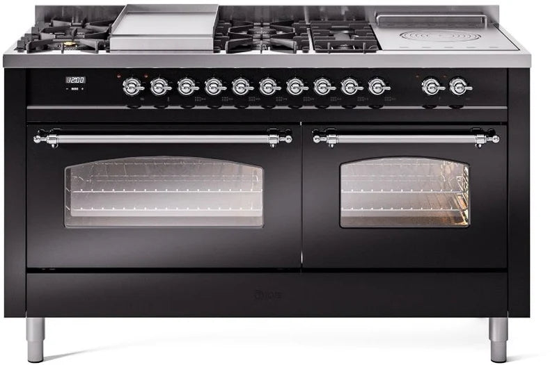 60 Dual Fuel Natural Gas Range in Glossy Black B454