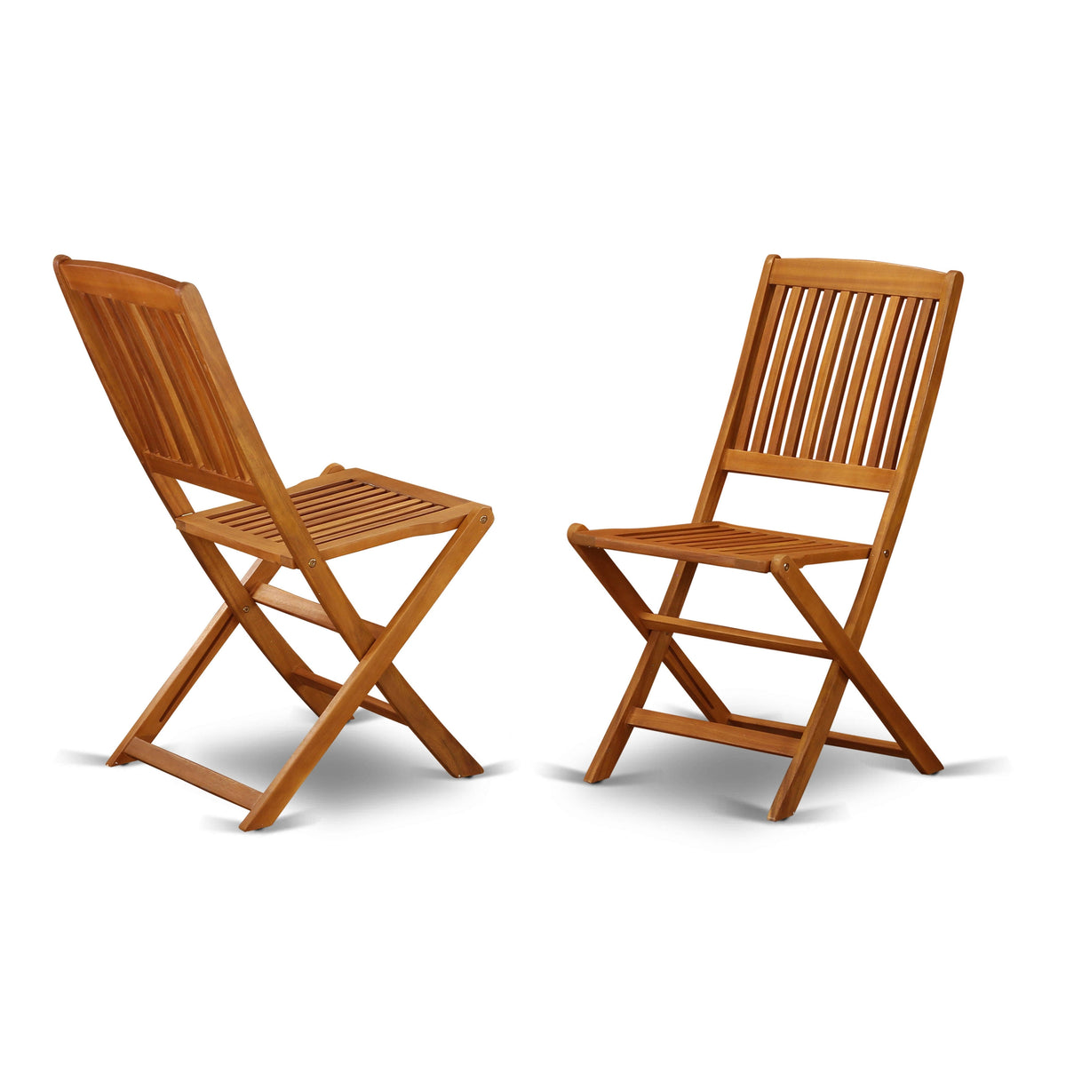 Solid Acacia Wooden Patio Folding Side Chair Set of Two I87948