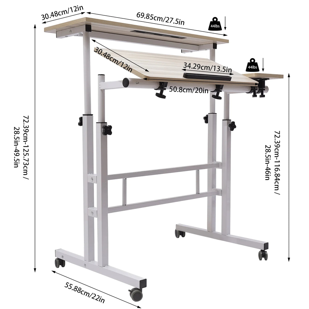 Adjustable Mobile Stand Up Desk with Footrest P125