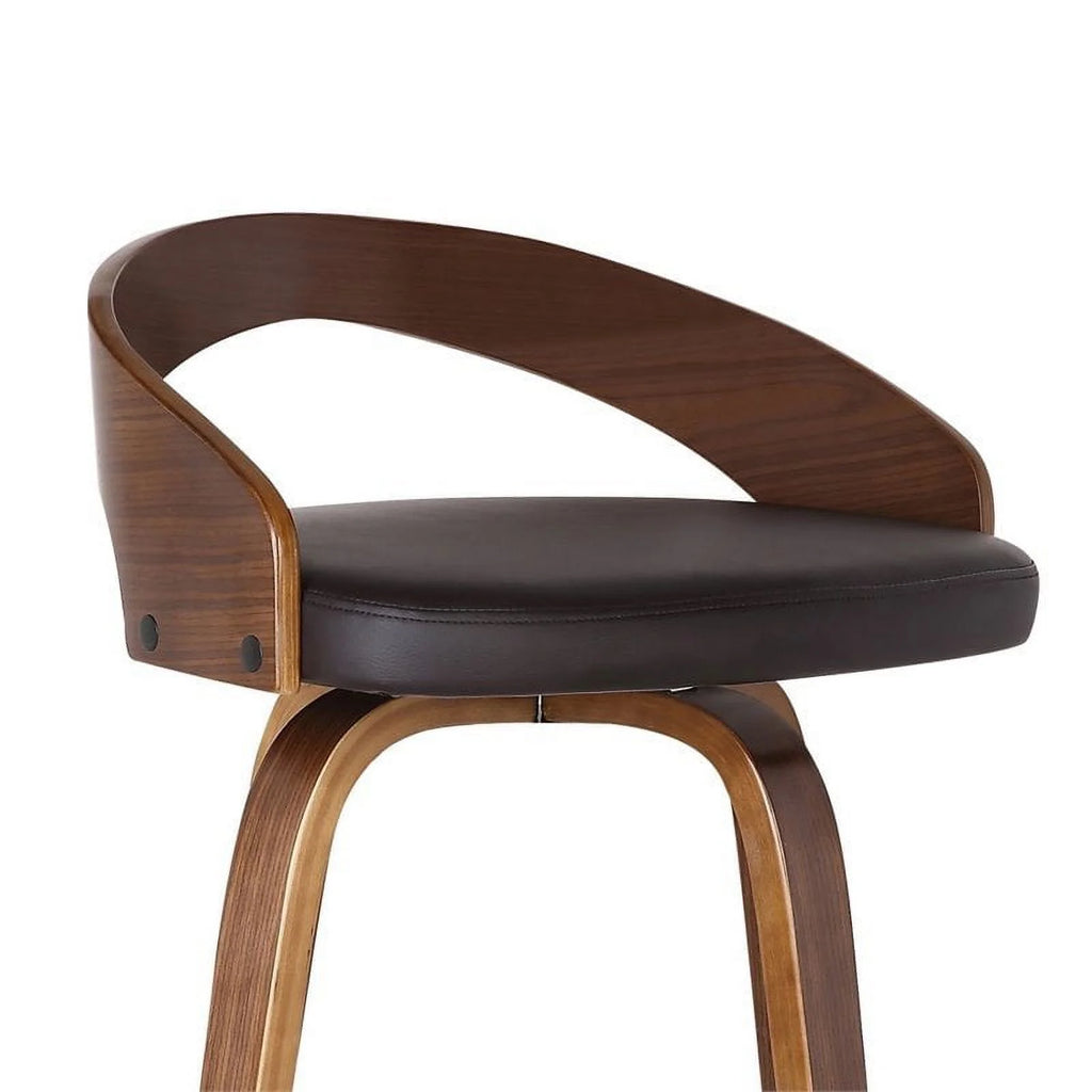 26" Faux Leather Wood Counter Stool in Brown/Walnut M724424