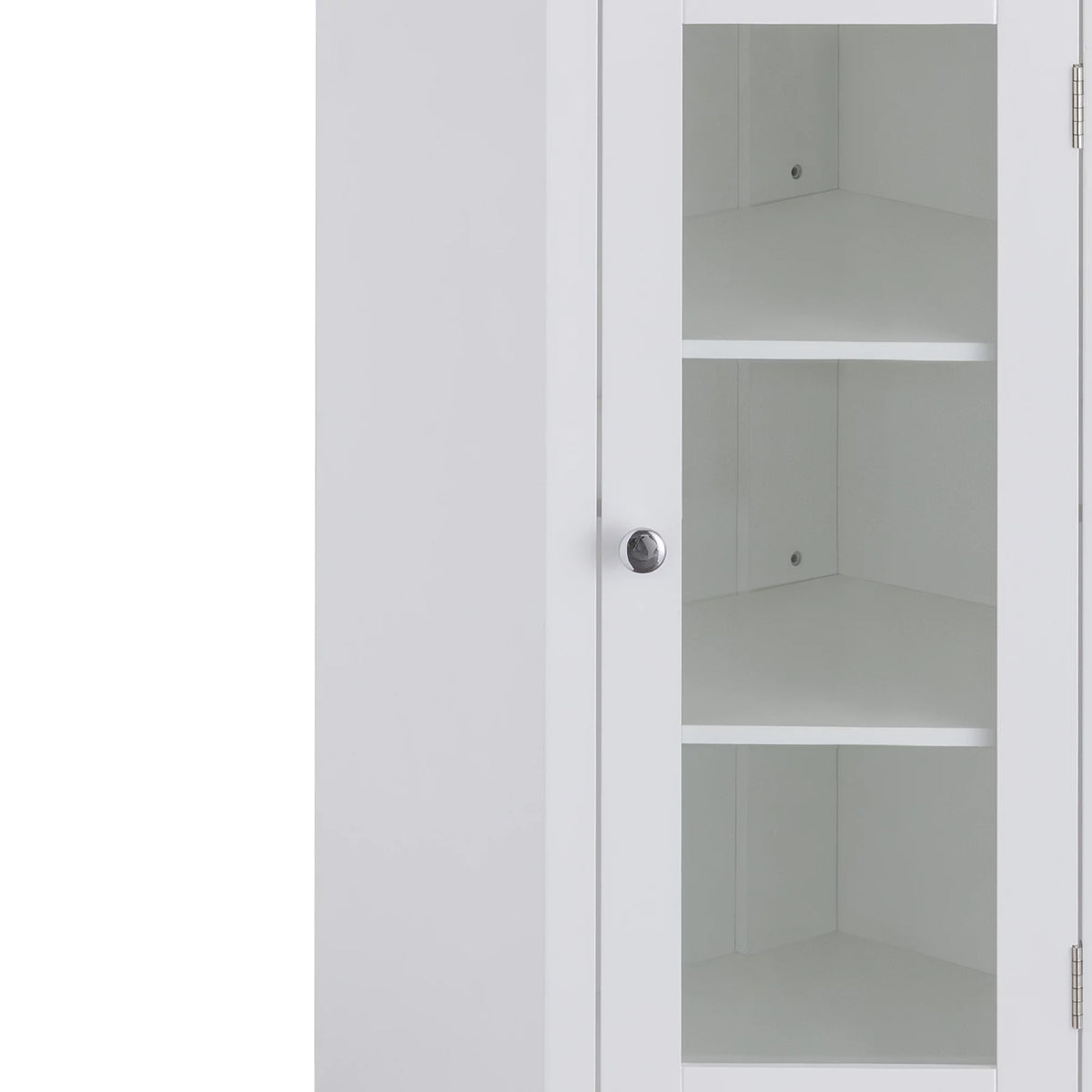 Wooden Corner Floor Cabinet with Glass Door White L851