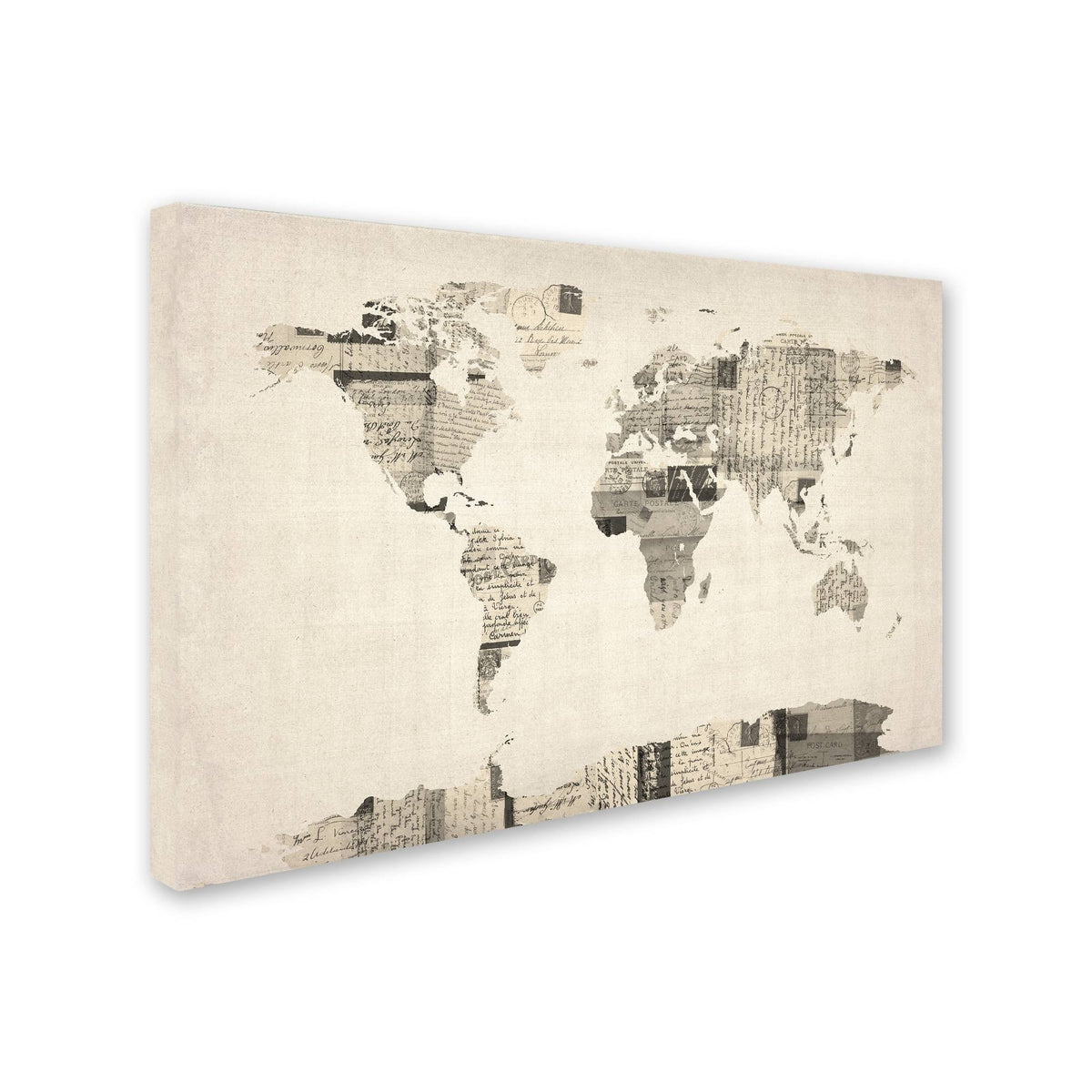 Vintage Postcard World Map Canvas Art W19935
