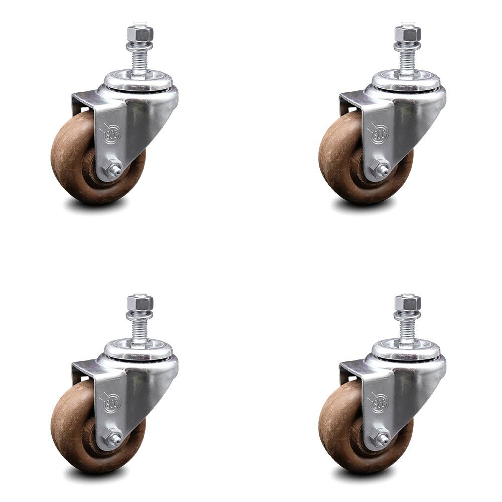 4 Swivel Caster Set with 3.5x22 Wheels and 1/2x22 Stem K977