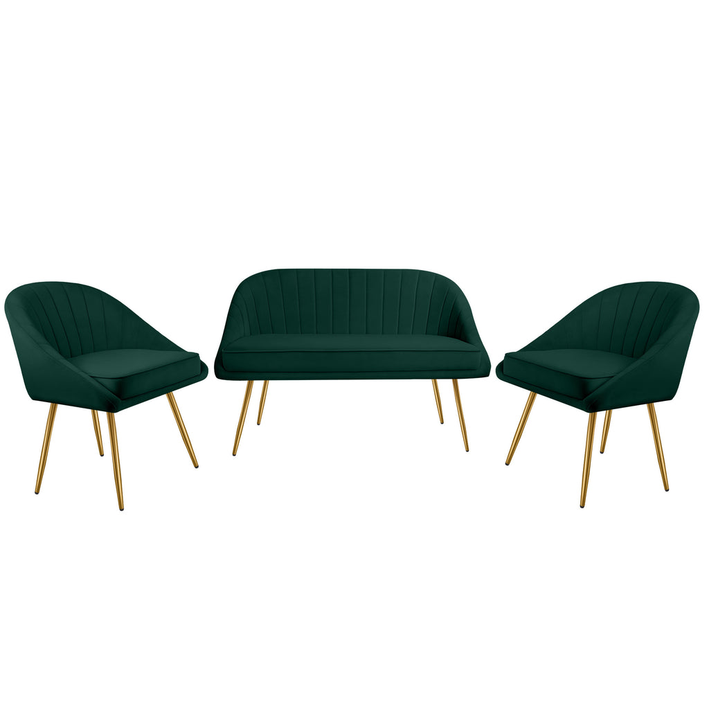 Green Velvet Loveseat and Accent Chair Set D35738