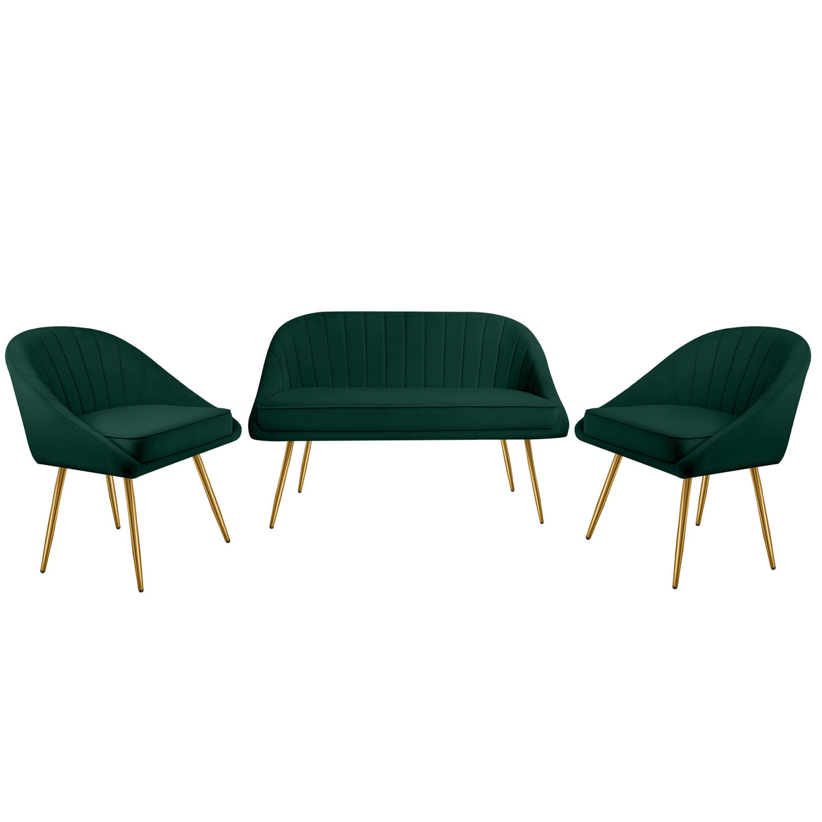 Green Velvet Loveseat and Accent Chair Set D35738