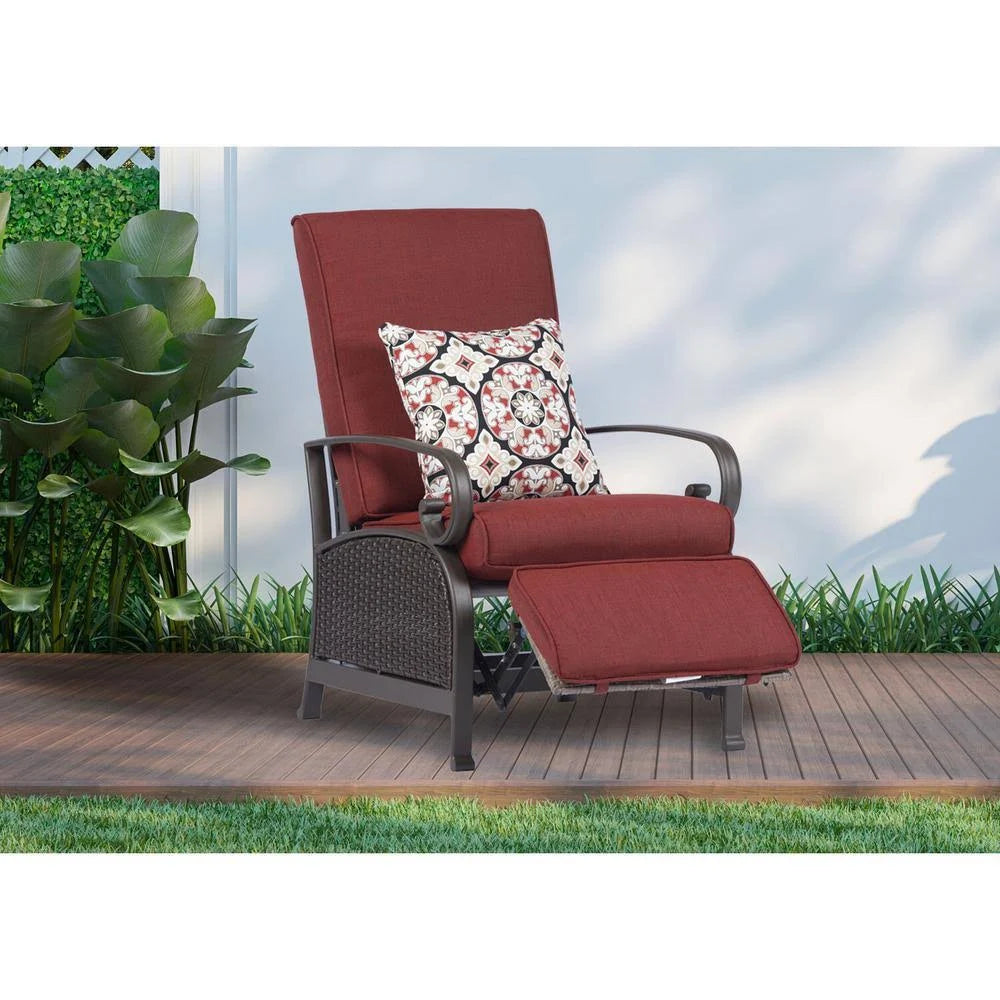 Brown/Red Wicker Adjustable Recliner O3082