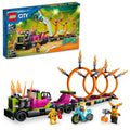 Stunt Truck & Ring of Fire Challenge with Motorcycle Toy and Minifigures W4207