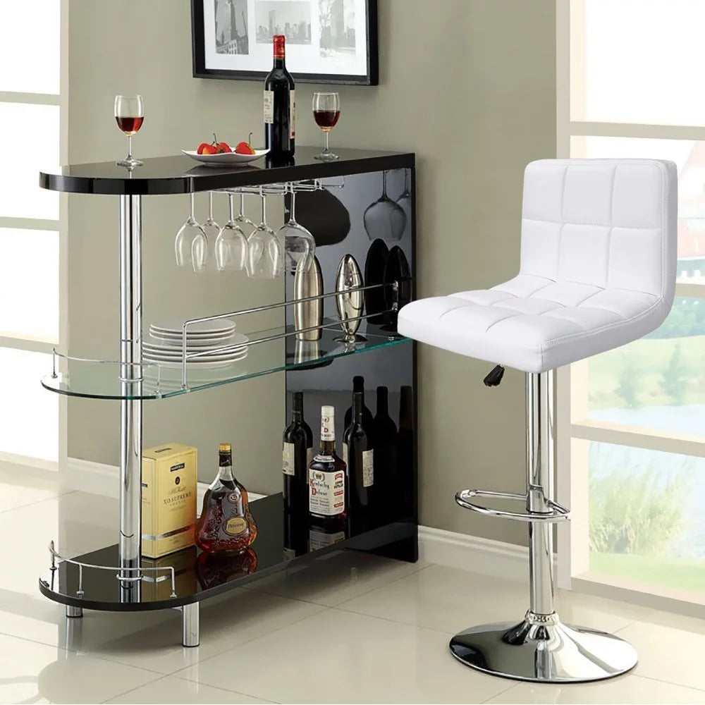 White Swivel Adjustable Height Bar Stool Set of 2 Z960