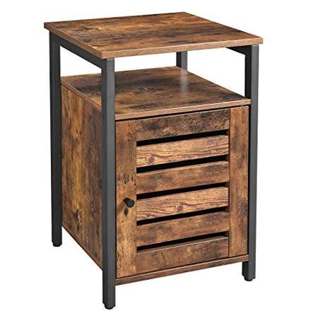 Greige Nightstand End Table with Cabinet and Shelf R4165