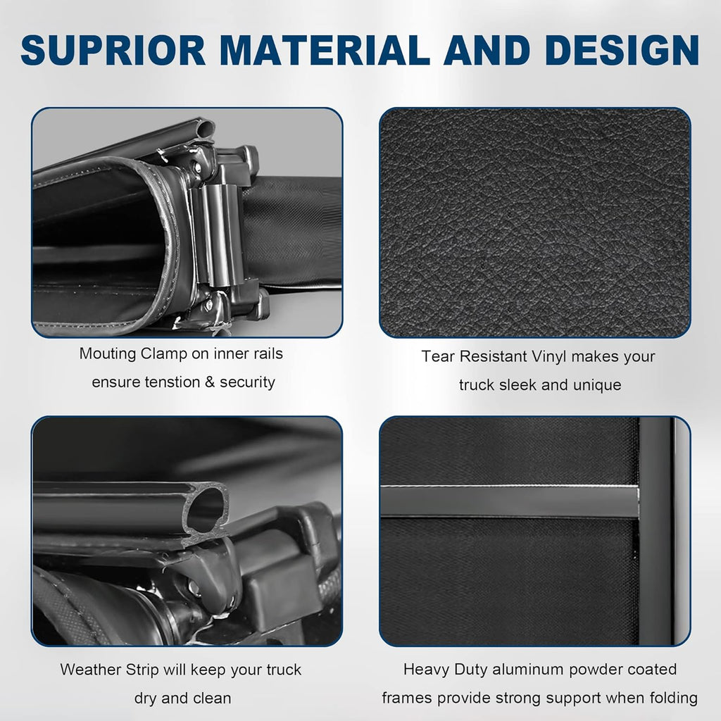 5 FT Tri Fold Soft Truck Bed Tonneau Cover H70714