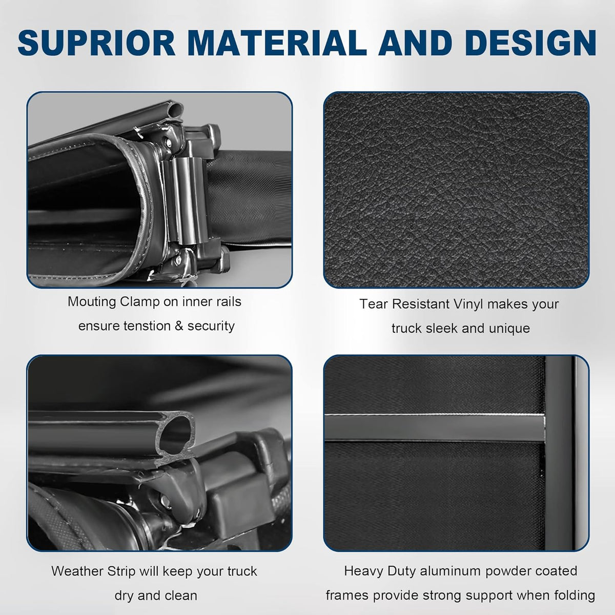 5 FT Tri Fold Soft Truck Bed Tonneau Cover H70714