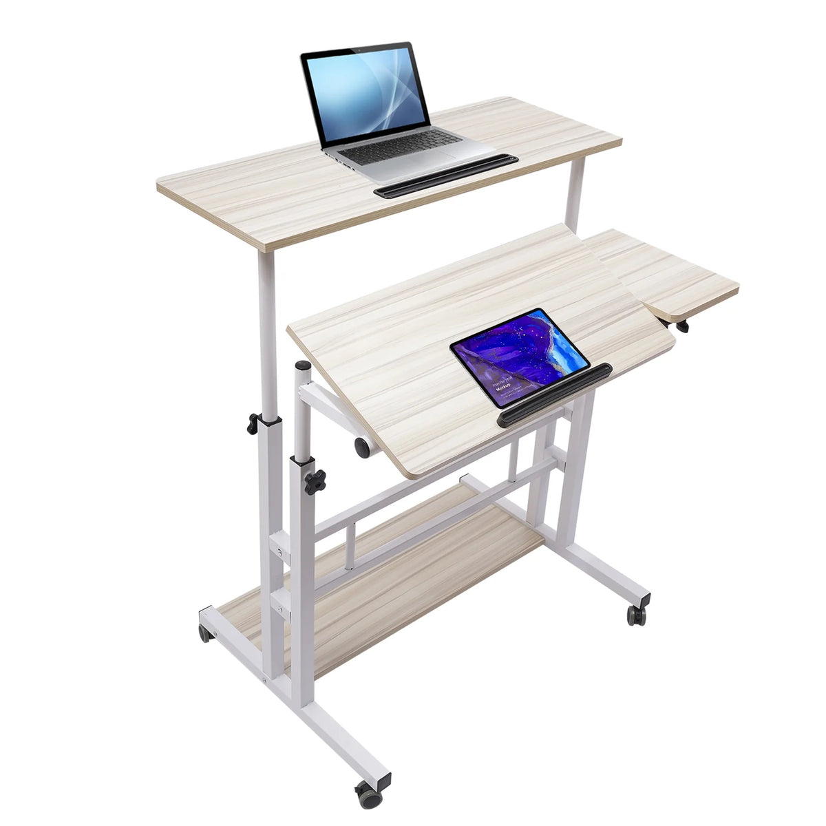 Adjustable Mobile Stand Up Desk with Footrest P125